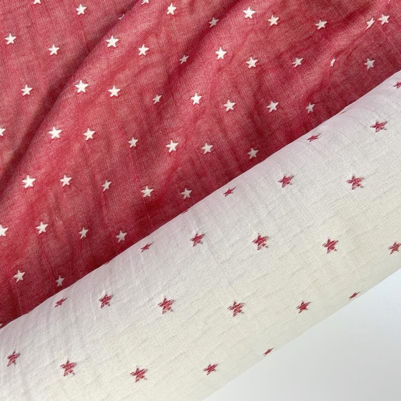 ガーゼ生地|50cm単位カット|ナイトスカイ|アクア / オレンジ / レッド