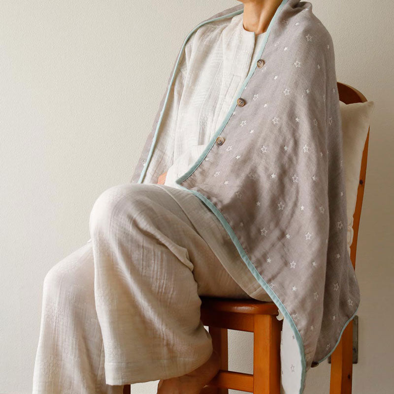 Shoulder Blanket/Nursing Cape 4way Blanket | Multi Star Greige 70x140