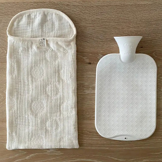 Hot water bottle with gauze cover｜Ronde Ecru